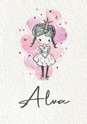 Alva: Notizbuch A5 | Personalisierter vorname Alva | Geburtstagsgeschenk für Frau, Mutter, Schwester, Tochter | Design: Kleine Prinzessin | 120 Seiten liniert, Kleinformat A5 (14,8 x 21 cm)