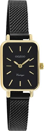 Oozoo Vintage Damen Uhr - Armbanduhr Damen mit 10mm Metallmesharmband - Analog Damenuhr Eckig C20269