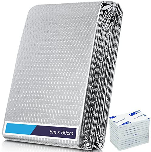 DUDSOEHO Radiator Reflector Foil - Panels for Home 5m x 60cm, 3mm Thickness Heat Reflective Insulation with Adhesive Pad, Bubble Saves Energy & Money, Silver (TH-9)