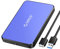 ORICO Case Hard Disk 2.5, USB 3.1 Gen 2 per HDD/SSD SATA I II III da 7mm e 9,5mm, Supporto UASP, Tool Free Con Cavo USB A a C (2588C3, Blu)