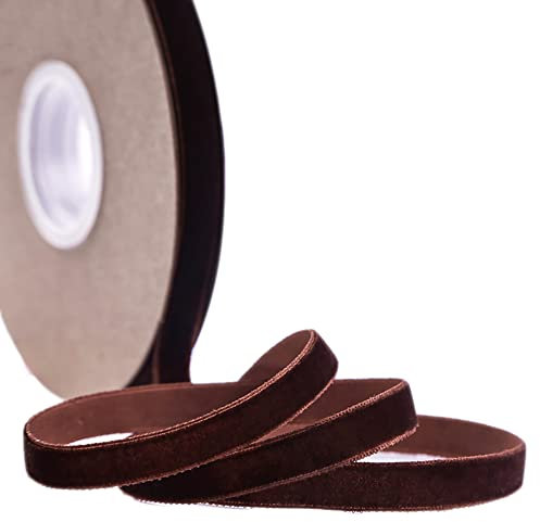 20 Yard Samtband Schleifenband,15mm Samtbänder Samtborte Samt Dekoband Geschenkband Schmuckband Stoffband Festival Bänder für DIY Basteln Blumenstrauß Hochzeit Geburtstag Geschenke Verpackung,Braun