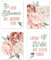 Sweet Jojo Designs Blush Pink Boho Shabby Chic Floral Girl Wall Art Prints Room Decor for Baby Nursery Kids Bohemian Off White Ivory Vintage Garden Watercolor Flower Nature Elegant Pastel Dusty Rose