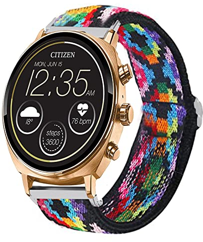 Lamshaw Elastische Uhrenarmbänder, 18 mm, 20 mm, 22 mm, Schnellverschluss, Stretch-Elastik, Nylon, verstellbares Ersatzband, Zubehör, Sportband für Herren und Damen (18 mm, Azteken-Stil, bunt)