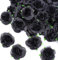 Kesote 50 Pcs Fleurs Artificielles Deco Tête de Rose 4cm, Fausse Fleur Artificielles Roses pour Décoration de Fête Mariage Album Maison - Noir