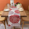Tischläufer Weihnachten Modern Boho Rot und Grau Dahlie Lange Tischdecke Abwaschbar Leinen Tischwäsche 33 x 183cm Bauernhaus Rustikale Feiertagsdekoration für Küche Esstisch Dekoration