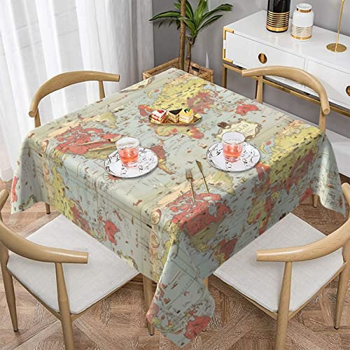 Tischdecke mit Weltkarte-Druck, rund, 152 x 152 cm, perfekt für Buffet-Tische, Partys
