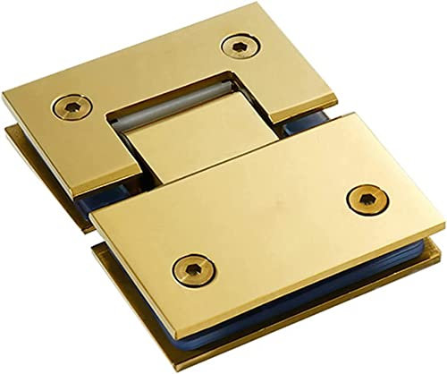BAZAC Heavy Duty Shower Glass Door Hinge Clamp, Bathroom, Pivot Hinges, Brushed Gold Shower Glass Door Clip, -180 Degree