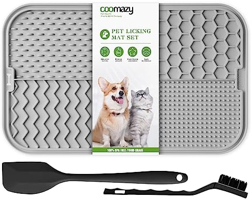Coomazy Licky Mats for Dogs Large Dog Slow Feeding Lick Mats with Suction Cup Boredom and Anxiety Reducer Lick Mats for Dogs Grey