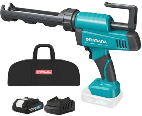 Cordless Caulking Gun 20V Auto Retract Dripless Caulk Gun with LED 300ml/10oz Silicone Gun for Filling Sealing 6 Adjustable Speed Electric Caulking Gun Kit with Battery and Charger