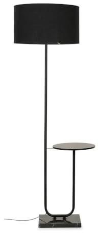 MiniSun | Large Brushed Chrome Curved Stem Marble Standing Light with Charcoal Shade | Home Décor, Bedside & Desk Lamp | Includes Bulb