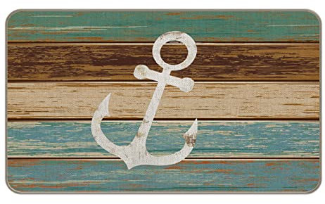 Anchor Sailor Lake House Nautical Entrance Door Mat 30x18 Inch Doormats Decor,Coastal Home Front Door Porch Outdoor Indoor Decorations