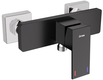 DETBOM Duscharmatur Aufputz, Einhebelmischer, Duscharmatur Brausearmatur, Mischbatterie Dusche mit Wassersparfunktion, Mischbatterie für Dusche Wandmontage, Matts-Schwarz