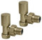 EcoSpa Manual Round Radiator Valve - Angled - Brushed Brass (Pair)