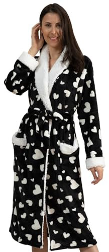 QIYUANT Vestaglie da donna in morbido pile soffice accappatoio invernale caldo accogliente da donna accappatoio loungewear collo scialle loungewear abbigliamento da notte abbigliamento da casa, Cuore