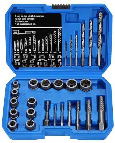 oumuik Juego de destornilladores, 26 piezas, llave de vaso de 3/8 pulgadas, destornillador izquierdo, tuerca, extractor de llaves de vaso | 8 – 19 mm | Tuerca de turbina