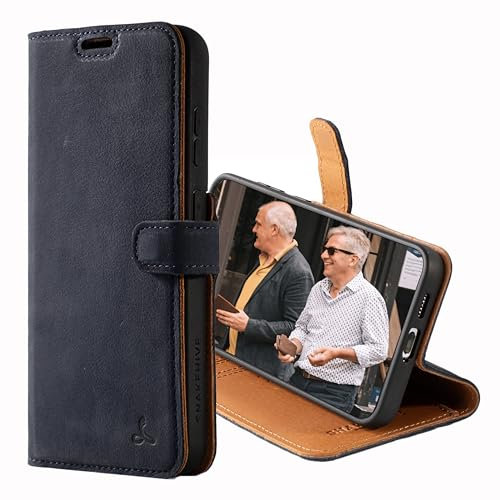 Snakehive Leather Wallet for Samsung Galaxy S24 Plus 5G - Real Leather Wallet Phone Case with Viewing Stand and Card Holder - Flip Folio Cover with Card Slots (Navy)