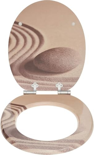 SINOBATH Abattant de WC avec système d'abaissement automatique, de qualité supérieure et stable, en bois (pierre du désert)