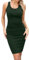 Missufe Robe d'été moulante pour femme - Longueur genou - Robe crayon moulante sans manches, vert foncé, XL