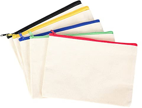 Doumneou 20 Stück Canvas Kosmetiktasche Multifunktionale Kosmetiktasche Kosmetiktasche Stift Münze Tasche Blank DIY Tasche, beige