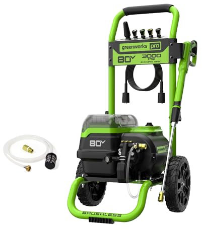 Greenworks 80V 3000 PSI Dual-Port Pressure Washer (2.0 GPM), Tool-Only, Powerful Enough to Remove Pesky Dirt and Grime on Siding, Fences, Patios, Driveways, and Sidewalks