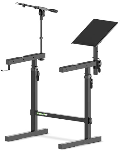 NiuNyuNeu Multi-Functional Keyboard Stand With Microphone and Laptop Support - Heavy Duty Piano Stand