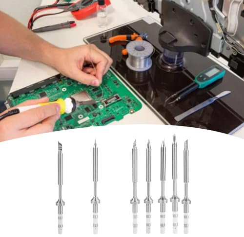 7 Types Solder Iron Tips, Mini Stainless Steel Solder Tip Tinner Replacement, Portable Soldering Pen Replacement Tips, Welding Head Kit for TS100 (Complete Set of 7 Pieces)