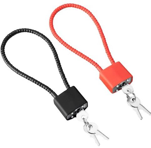 FUIPVGI Lot de 2 cadenas de sécurité pour vélo avec clés et corde en acier robuste pour valise, portail, moto, casier de gym (noir et rouge)