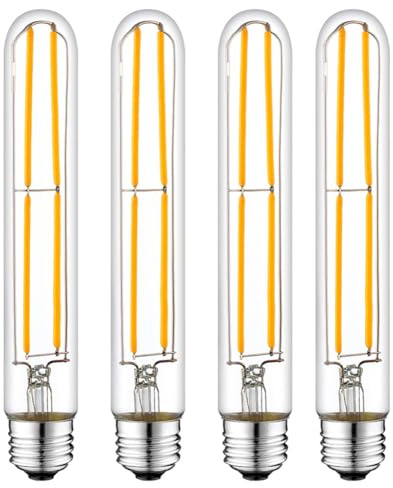 Leo's Light 4W LED Edison Lampe T30 Lange Röhren LED Filament Lampe Dekorative Glühbirnen E27, ersetzt 40 Watt, 400 Lumen, 2700K Warmweiß, für Hängelampe Wandleuchte Pendelleuchte, 4 Stück (185mm-4W)