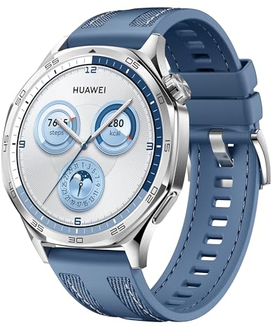 HUAWEI Watch GT 5 46 mm Smartwatch, Kunstvolles Design, Erweiterte Lauf- und Fahrradfunktionen, Gesundheitsmonitoring, Bis zu 14 Tage Akkulaufzeit, Kompatibel mit iOS & Android, Blau