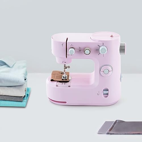 Nähmaschine, Supernutzen Stich Nähmaschine, Anfänger Nähmaschine, Supernutzen Stich Nähmaschine für Näh-Einsteiger, mit 5 Nähprogrammen Automatisches Nähen Freiarm LED, Rosa