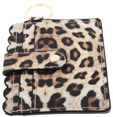 SOIMISS Porte-cartes Femme Étui Cartes Crédit Petit Portefeuille Femme Porte-monnaie Compact Voyage Fermeture Bouton Motif Léopard