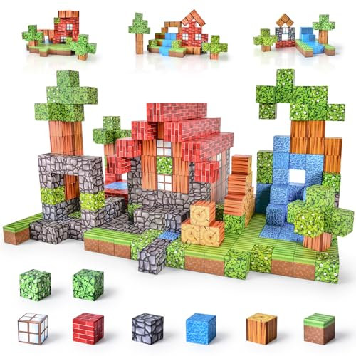 Ulikey Magnetische Bausteine, 80 Stück Magnetic Building Cubes 2.5CM Magnetische Würfel Set Wald Magnetische Bauwelt Wald Magnet Welt für Jungen und Mädchen ab 3 4 5 6 7Jahren (Abenteuer Wald)