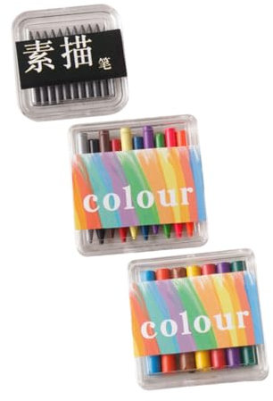 UPKOCH 3 Boxes of Miniature Colorful Crayons Set, Mini Stationeryfor Dollhouse Accessories -1:12 Dollhouse Art Decor Written Pencils for Kids’ Creative Play