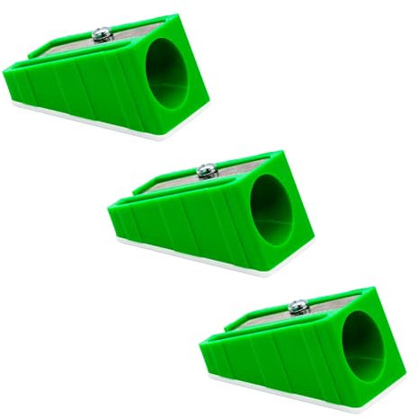 KUM AZ105.01.16-G - Anspitzer bis 17 mm Stifte, gelb, Spezialanspitzer 100-70, 3er Multipack, Spitzer für dicke Stifte