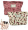 TOZBLEU Make-up Taschen,2 pcs Kosmetiktasche Damen, Rose Make Up Tasche, Florales Bedruckte Make-up-Tasche,Kulturtasche Portable mit Reißverschluss, Cord-Kosmetiktasche,für Damen und Mädchen