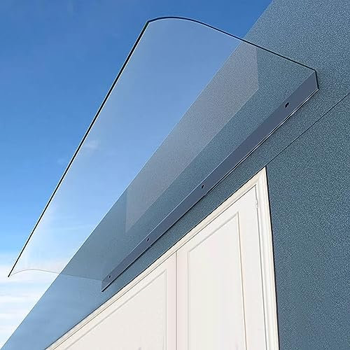 Outdoor Front Door Patio Sun Shetter UV Rain Snow Protection Sheet Curved Polycarbonate Cover Window Rain Shelter Cover Back Porch Garden Awning Door Canopy Awning Shelter (50x40cm/20 x16) W