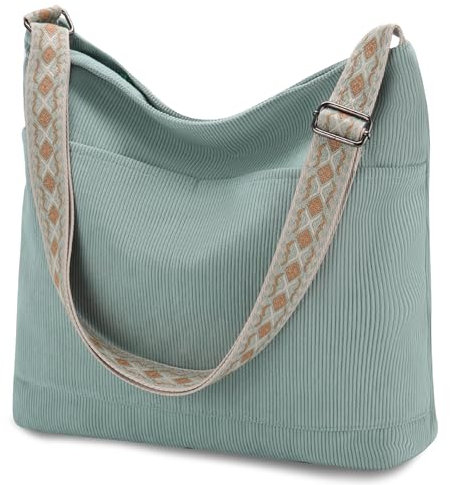 VX VONXURY Damen Handtasche Umhängetasche Canvas/Cord Taschen Große Crossbody Bag Schultertasche mit Reißverschluss Tote für Arbeit Schule Shopper Teen Mädchen