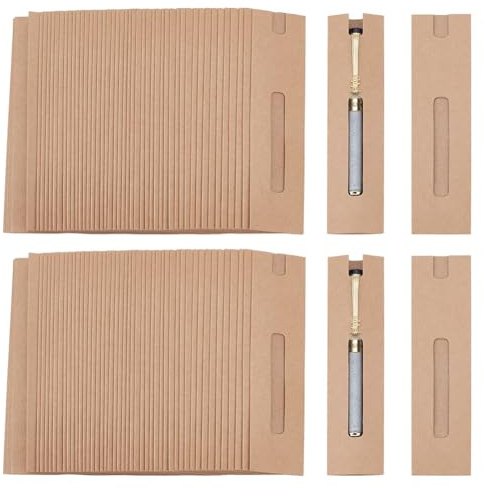 nbeads 120 Stück Kraftstift-Geschenkboxen, Burlywood Slip-In-Stift-Verpackungsbox Mit Klarem Fenster Für Bleistift Kugelschreiber Füllfederhalter Und Büro-Schulbedarf, 15.5x4cm