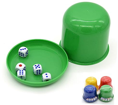 JOINPAYA 5 Dés dans Un Gobelet À Dés Accessoire De Jeu De Bar en Plastique Idéal pour Les Fêtes Ktv Couleur Aléatoire
