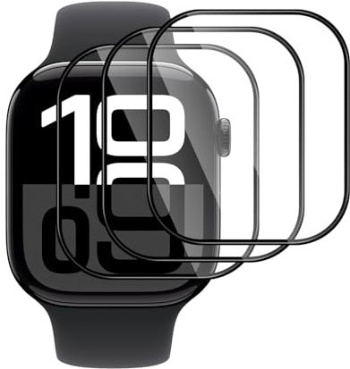 Lutree Verre Trempé Protection écran pour Apple Watch Series 10 46mm, 3 Pièces 3D Couverture Complète Flexible Protecteurs d'écran, HD Anti-Rayures sans Bulles Protecteur Film