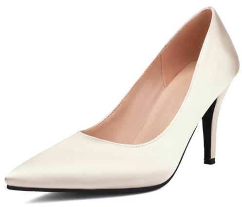 Lizoleor Decollete Donna Tacco A Spillo Alto Punta Scarpe Senza Chiusura Sposa Estive Business Moda Solid Apricot Numero 35 EU