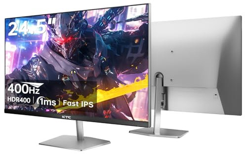 KTC 24.5 Zoll 400Hz Gaming Monitor | Fast IPS 1ms | FHD 1080P | Adaptive Sync | HDR 400 128% sRGB | HDMI x2, DP x2 | Neigungsverstellbarkeit Silber-Grau VESA 360Hz Monitor H25X7