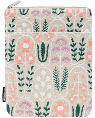 Dadanism 6-7 Pouces Étui Housse Sac Brodée pour eReader, Plantes Beiges | pour 7 Kindle Paperwhite et Kindle Colorsoft Signature Edition, 6 Kindle 11e Génération, Kindle Oasis/Tolino eReader