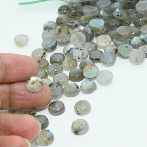 Natürlicher Labradorit flach rund/Herz Cabochon 10mm, 10 Stück/Lot-Rund-10mm