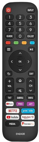 Mando a Distancia para Hisense Smart TV LCD LED HDTV EN2A30 EN2G30H - No es Necesario Configurar