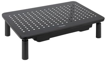 TooQ TQMR087 - Soporte Elevador Multiusos con Cajón para Monitor/Portátil, Negro, MAX.20Kg