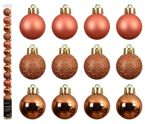 Kaemingk Weihnachtskugeln Kunststoff 3cm 14er Set - klein & bruchsicher - Christbaumkugeln Weihnachtsbaumkugeln für Weihnachten - Christbaumschmuck & Weihnachtsbaumschmuck - Warmorange