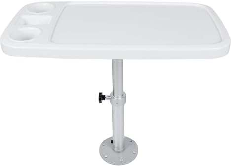 LYXWGRZD Wohnmobiltisch, Wohnmobil-Boots-Marine-Caravan-Tisch mit 2 Getränkehaltern, Höhenverstellbar für Yachtdecks, Balkone, Wohnwagen