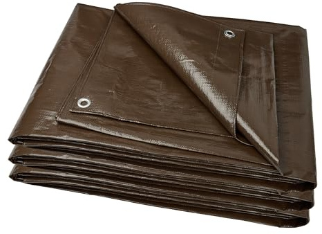 Garronda Lonas Impermeables Exterior – 10x12 m 200 g/m² – Lona Suelo Camping con Ojales – Resistente a los Rayos UV, antidesgarro – tarp PP para Muebles de jardín, Coche, Madera – GD-0162, Marrón