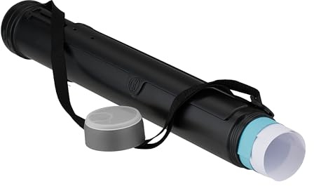 Relaxdays adjustable poster tube, 50–108 cm, Ø 8.5 cm, for transporting posters and artworks up to DIN A0, black/grey
